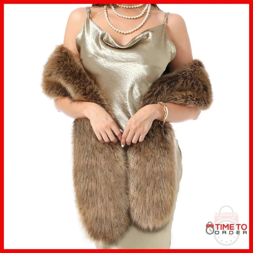 Faux Fur Collar Scarf Wrap Winter Neck Warmer Ladies Accessory